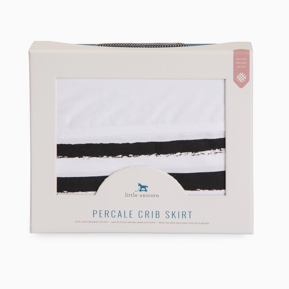 Little Unicorn Cotton Muslin Crib Skirt (Ink Stripe)